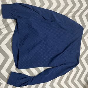 Outryt new Navy Blue Full Sleeves Top With V Neck