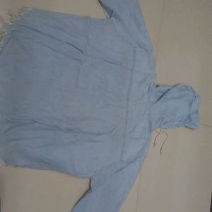 Denim Shirt With Hoodie Pattern