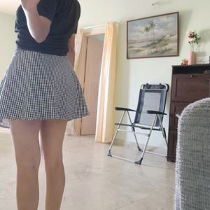 Mini Black And White Checked Skirt