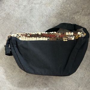 Black And Golden Sequins Fanny Bag