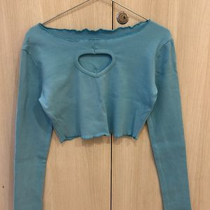 Heart Cutout Blue Crop Top(xs)