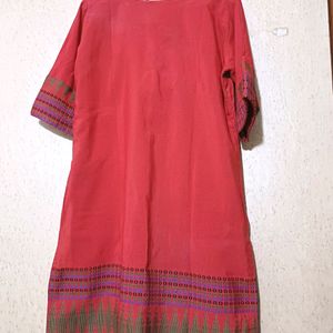 Red Cotton Silk Kurta