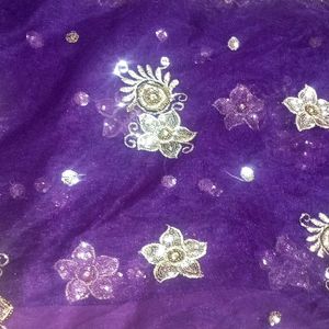 🌸Embellished Net And Orgenza Multi Purple 💜saree