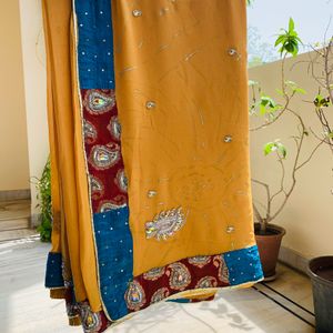 Yellow Pure georgette Saree ( Women )