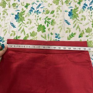 Marks And Spencer Red Fitted Formal Skirt