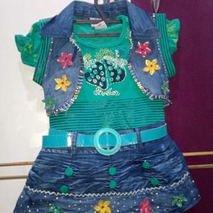 1-2 YrSea Green Midi With Jacket And Belt