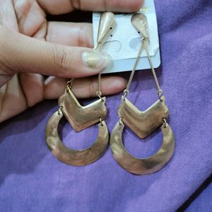 Geometric Gold-Tone Drop Earrings