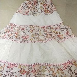 White Base With Multi Colour Beautiful Dress