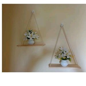 2 Macrame Hanging Wooden Decoration