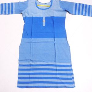 Blue Striped Combo Purple White Cotton Kurta