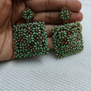 Green Ethnic Earrings