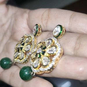 Polki Rhinestone Meenakari Pearl Earrings Danglers