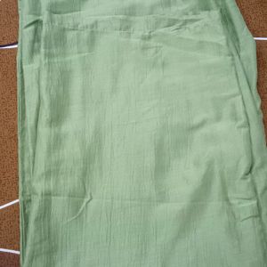 Olive Green Kurta Pant Set Slik Blend