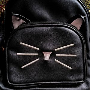 Cute Ears cat Black Bagpack