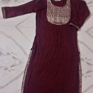 Embroidered Maroon Kurti