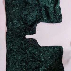 SILK GREEN COLOR BLOUSE SELF PRINT