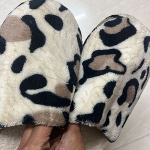 Leopard Print Fur Flip flops