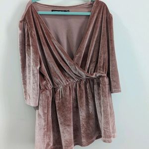 Dusty Pink Velvet Wrap Top