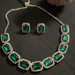 Green Stone Diamond Necklace