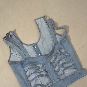 Backless Denim Crop Top