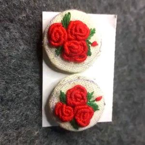 Embroidered Rose Earring