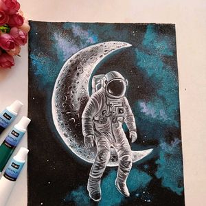 Astronaut Moon Painting