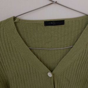 Korean Green Ribbed Top.