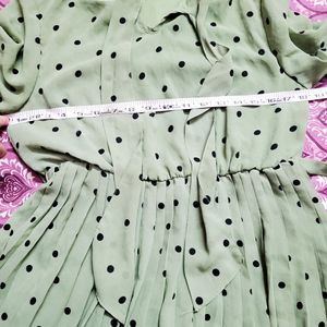 **Stylish Polka Dot Dress With Bow Tie & Belt.