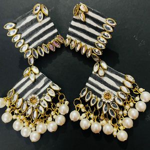 Fancy Fabric Party Wear Long Size Earrings