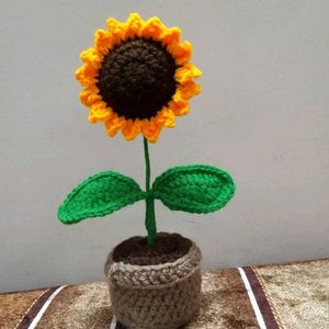 Handmade Crochet Sunflower Pot 🌻