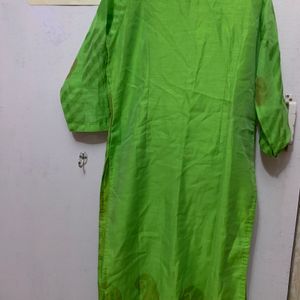 Beautiful Chanderi Green Kurta Set With Dupatta