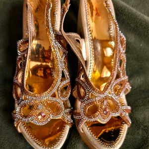 👠BRIDAL GOLDEN  Sandals AMAZING STONED NEW❗💛