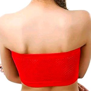 2 Pieces Red Non Padded Tube Bra