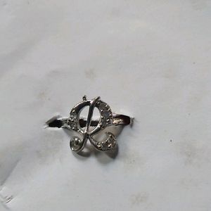 R Initial Silver Ring