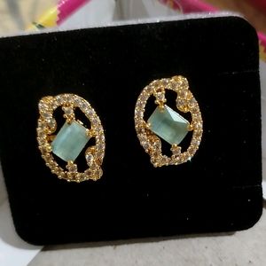 Ad Stone White & Light Green Earrings