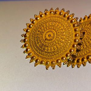 Yellow color Meenakari Round Top earrings for wome