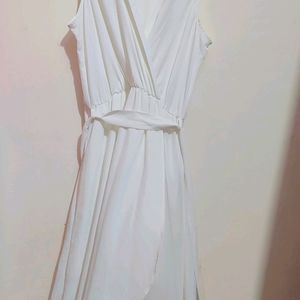 White Cut Sleeves Long Dress For Girl Or Woman