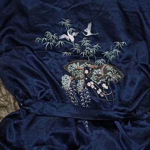 Japanese Satin Embroided Kimono Robe