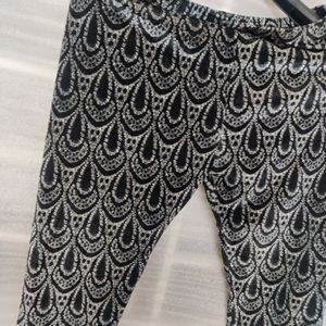 Black Printed Velvet Trousers