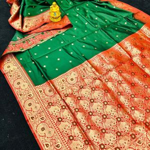 *Lichi silk saree with zari weaving work*