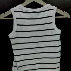 White Tank Top With Black Stripes