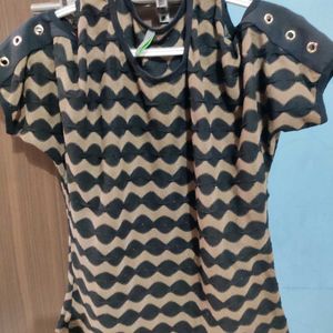 Black And Brown Women Party Wear Top