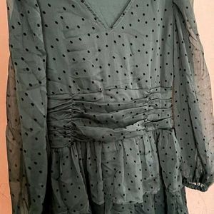 Dark Green Polka Dot Dress