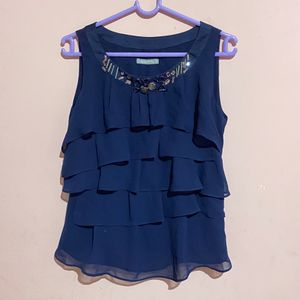 Layered Beads Navy Blue Top