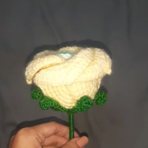 Large Butter Yellow Crochet Rose