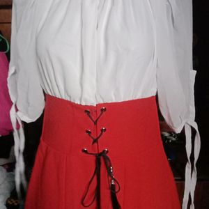 Cute White And Red Corset Dress