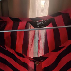 Pink Black Striped Top