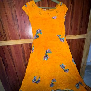 Umbrella kurti yellow coloured