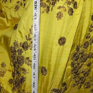 Haldi Ceremony Look Yellow Gown With Net Dupatta