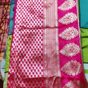 Pink Soft Silk Saree With Silver Zari